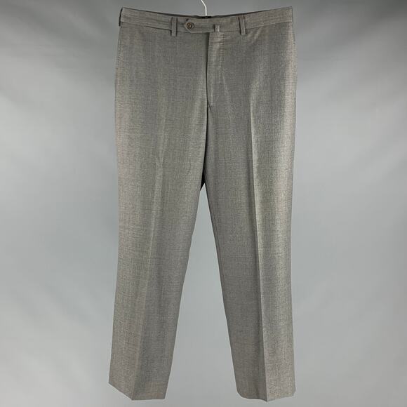 ERMENEGILDO ZEGNA Size 32 Grey Wool Flat Front Dress Pants - Picture 1 of 6